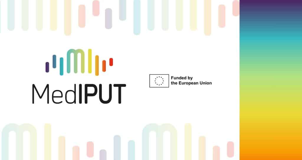 Med-IPUT ultrasound transducers project logo with colorful sound wave design and European Union emblem.